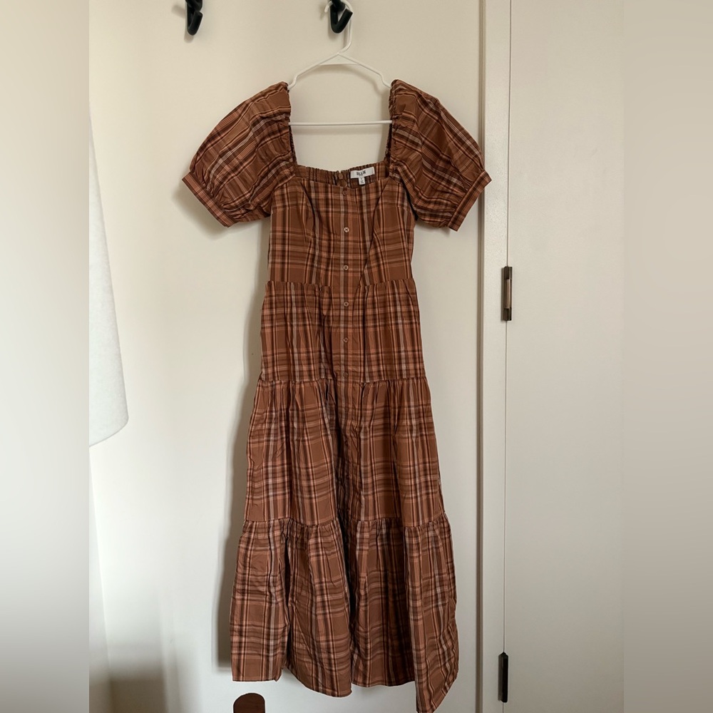 Brown plaid dress, size 6, from Billie the Label. Excellent condition